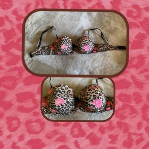 💕Pink & Brown cheetah/floral print push-up bra💕